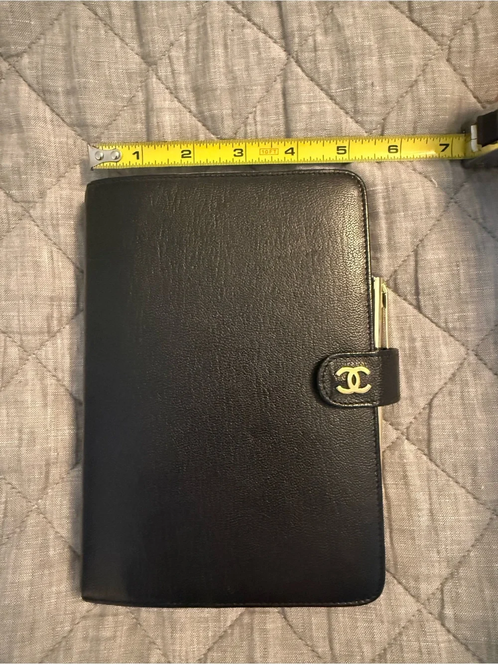 Chanel Vintage Black Caviar Leather CC 6-Ring Agenda Planner Cover